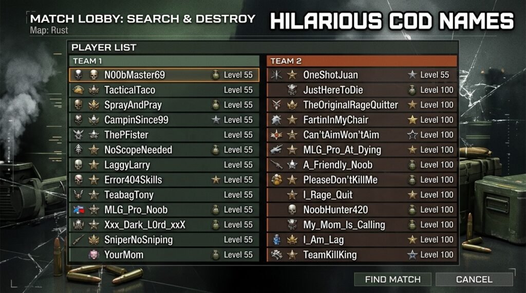 Hilarious COD names