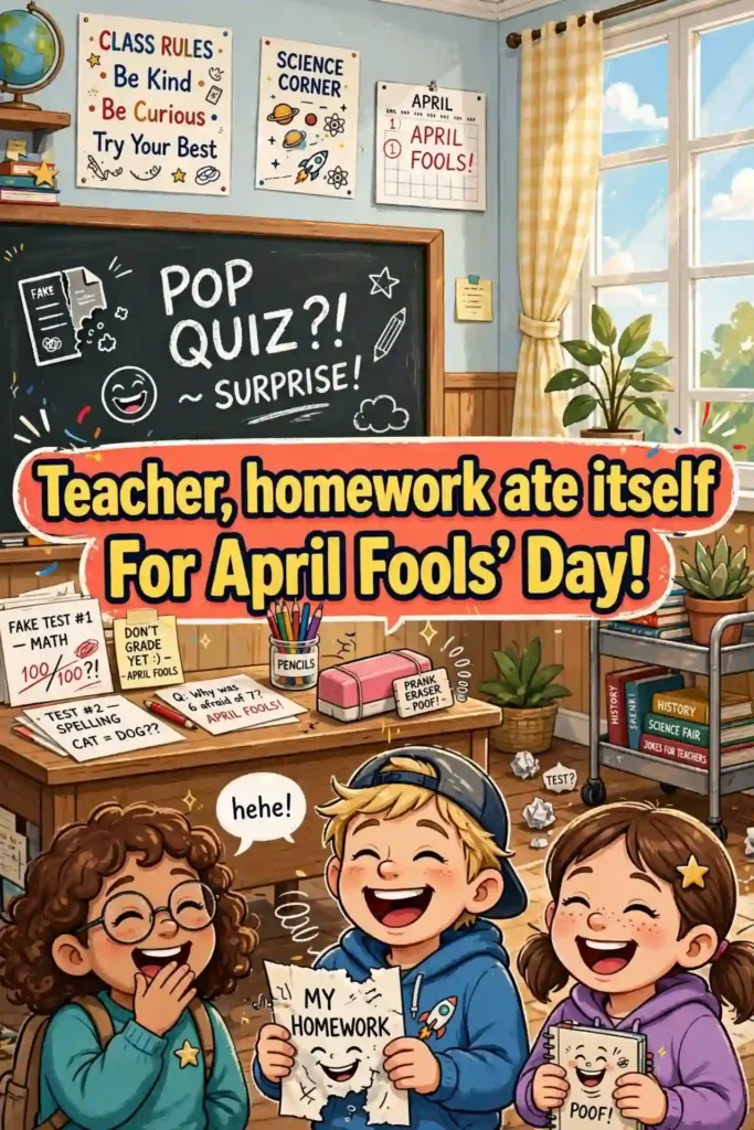 April Fools jokes for teachers.